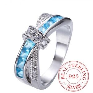 S925 Sterling Vintage Blue Ring.